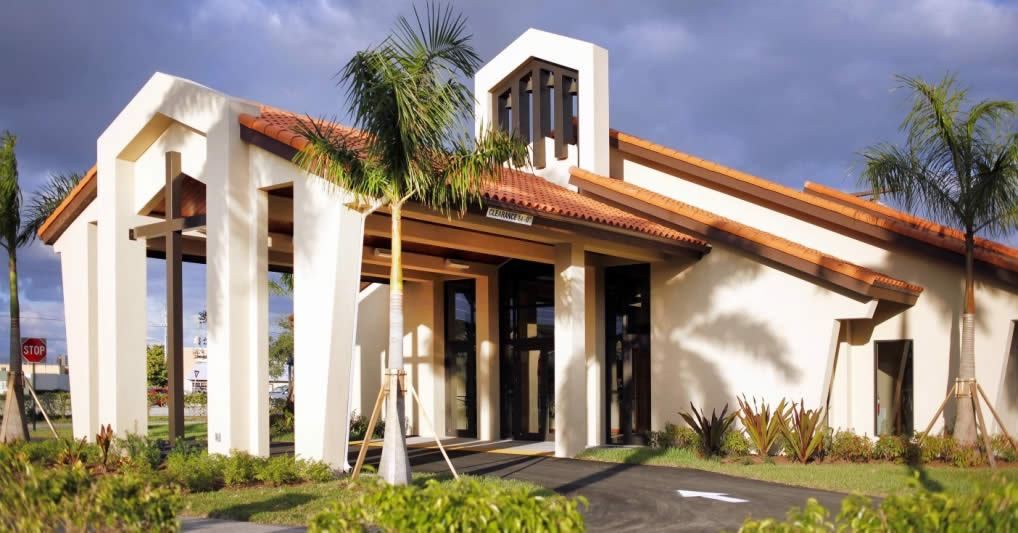 new covered entrance of church